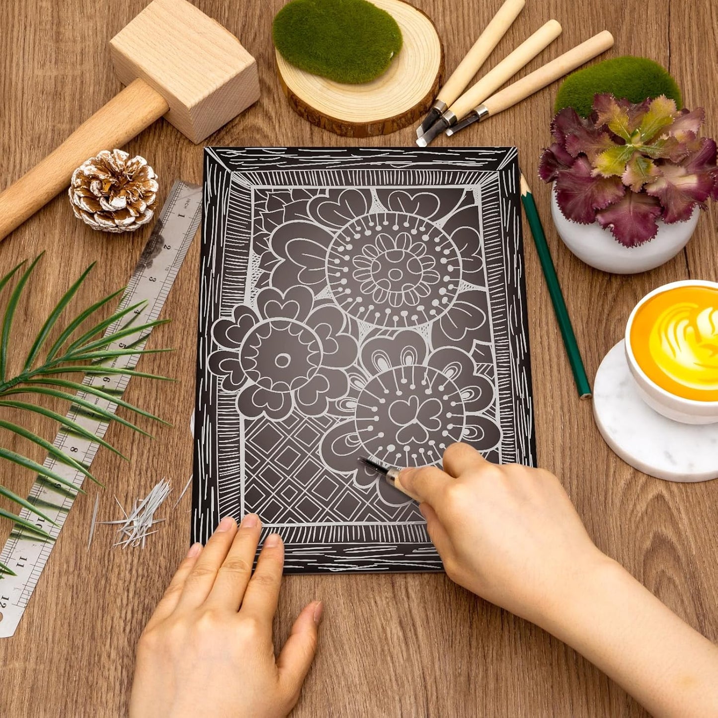 Yeaqee 4 Pcs Linoleum Block Rubber Carving Block Soft Linocut Blocks Large Linoleum Sheet Unmounted Lino Plates for Engraving Art Project Printmaking Artist Studio Supplies (8 x 10 Inch,Gray)