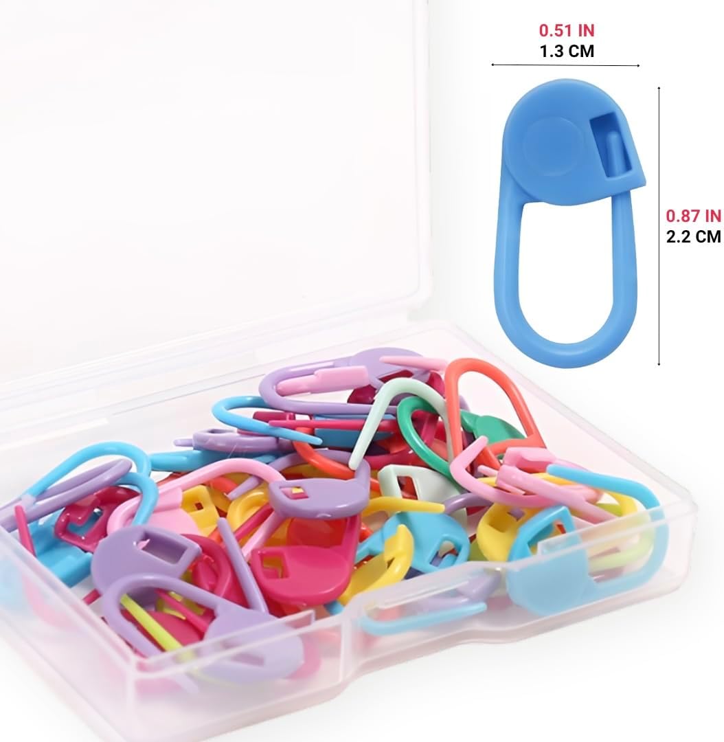 Luwans Stitch Markers for Crocheting - 50Pcs Crochet Stitch Markers for Knitting Yarn & DIY Crafts | Lightweight Plastic Crochet Pins with 8 Assorted Colors | Durable and Easy Locking, multicolored