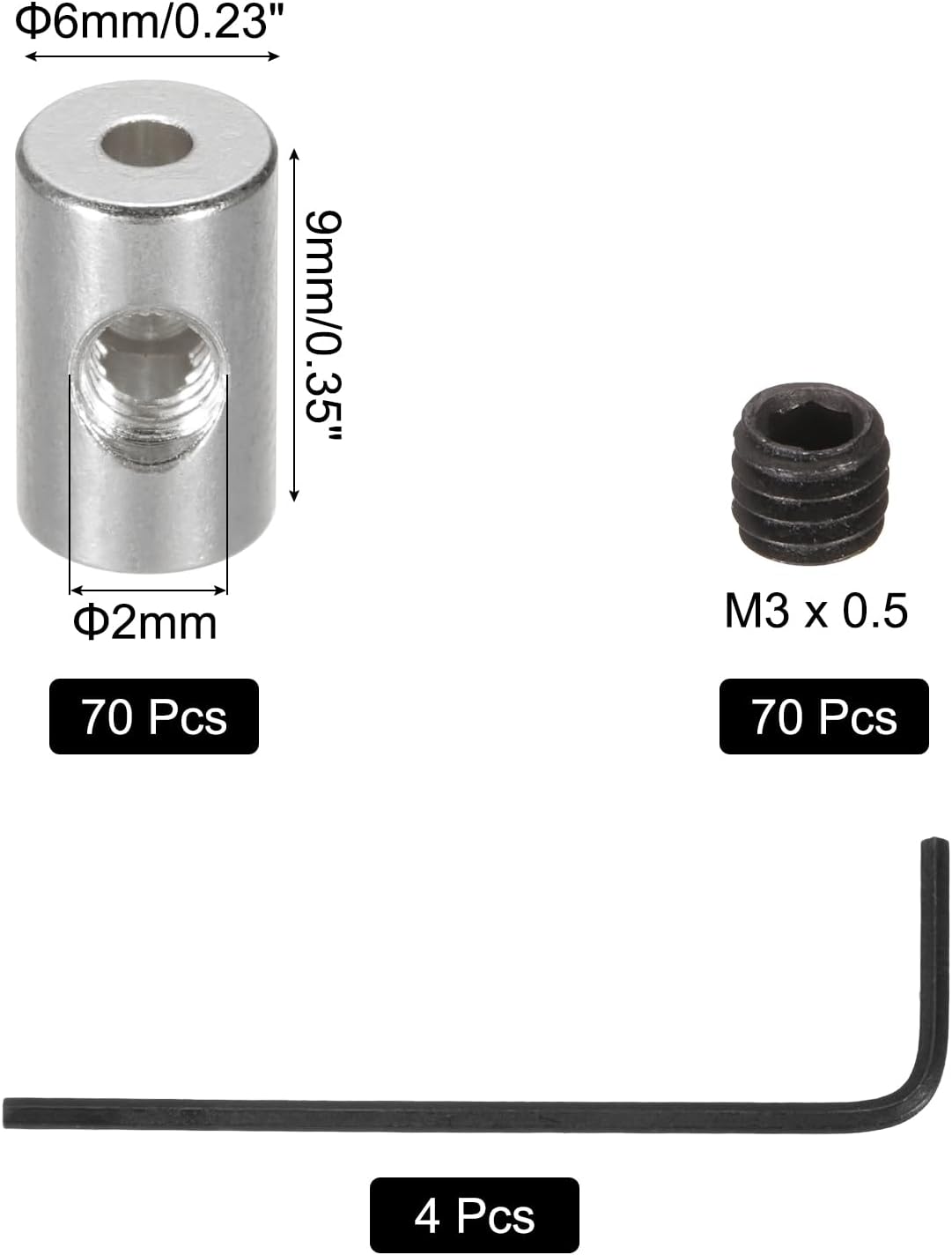 MECCANIXITY 70 Pcs Metal Locking Pin Backs, Locking Pin Keepers Clasp 9mm(H) with 4 Wrench Replacement in Storage Case for Badge, Brooch, Silver Tone