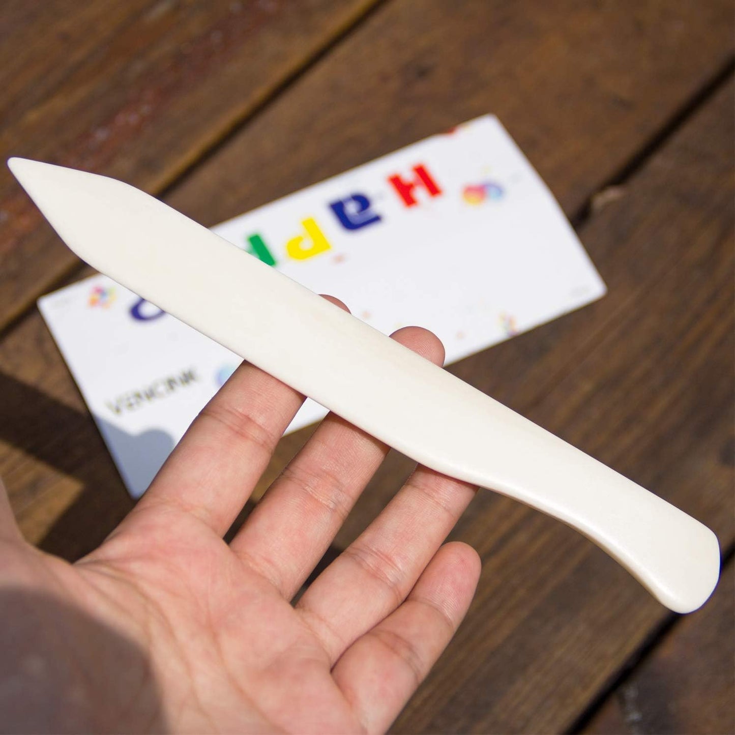 VENCINK Large Genuine Bone Folder Origami Craft Paper Creaser Crafting Folding Scoring Burnishing Creasing Scrapbooking Tools for Beginner DIY Bookbinding Supplies Leather Origami Paper Crafts