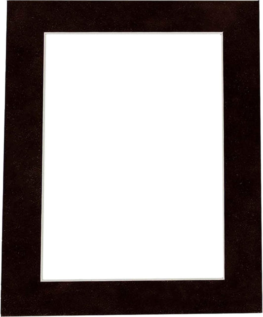 8x10 Mat Bevel Cut for 5x8 Photos - Acid Free Black Suede Precut Matboard with Backing Board and Crystal Clear, Self Seal Photo Mat Bag - for Pictures, Photos, Framing - 4-ply Thickness