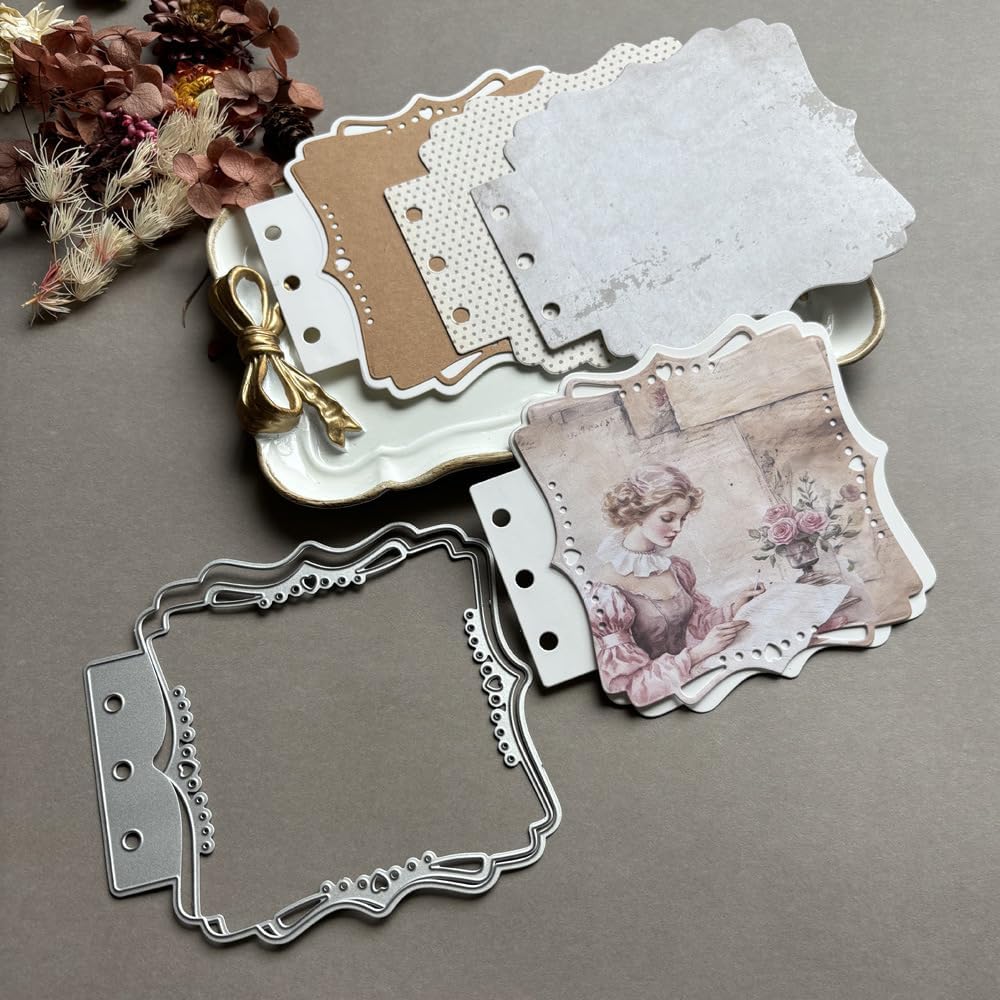 Square Framed Loose-Leaf Die Cuts for Card Making, Vintage Cutting Dies DIY Album Scrapbooking Decor Paper Craft Metal Die Cuts Party Wedding Decorations