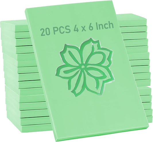 ZOENHOU 20 PCS 4 x 6 Inch Rubber Stamp Carving Blocks, Linoleum Blocks for Printmaking, Stamp Making, Green