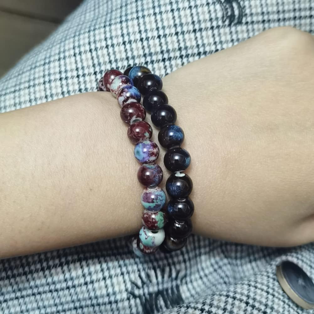 INSPIRELLE 180 Pieces Porcelain Beads Chinese NOT-Round Ceramic Beads 8mm for Handmade Jewelry Making Bracelets Necklace Making, Variable Glaze