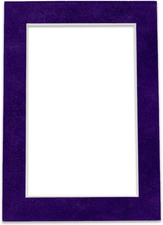 8.5x11 Mat Bevel Cut for 7x9 Photos - Acid Free Purple Crocus Suede Precut Matboard With Backing Board and Crystal Clear, Self Seal Photo Mat Bag - For Pictures, Photos, Framing - 4-ply Thickness