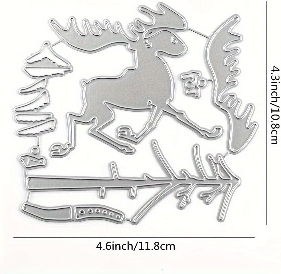 Lapoo Festivals Metal Cutting Die for Scrapbooking - Durable, Cut Stencils for DIY Scrapbook Photo Album Decorative Paper Card, Card Making Supplies, Embossing (Deer and The Tree 4.6 x 4.3 in)
