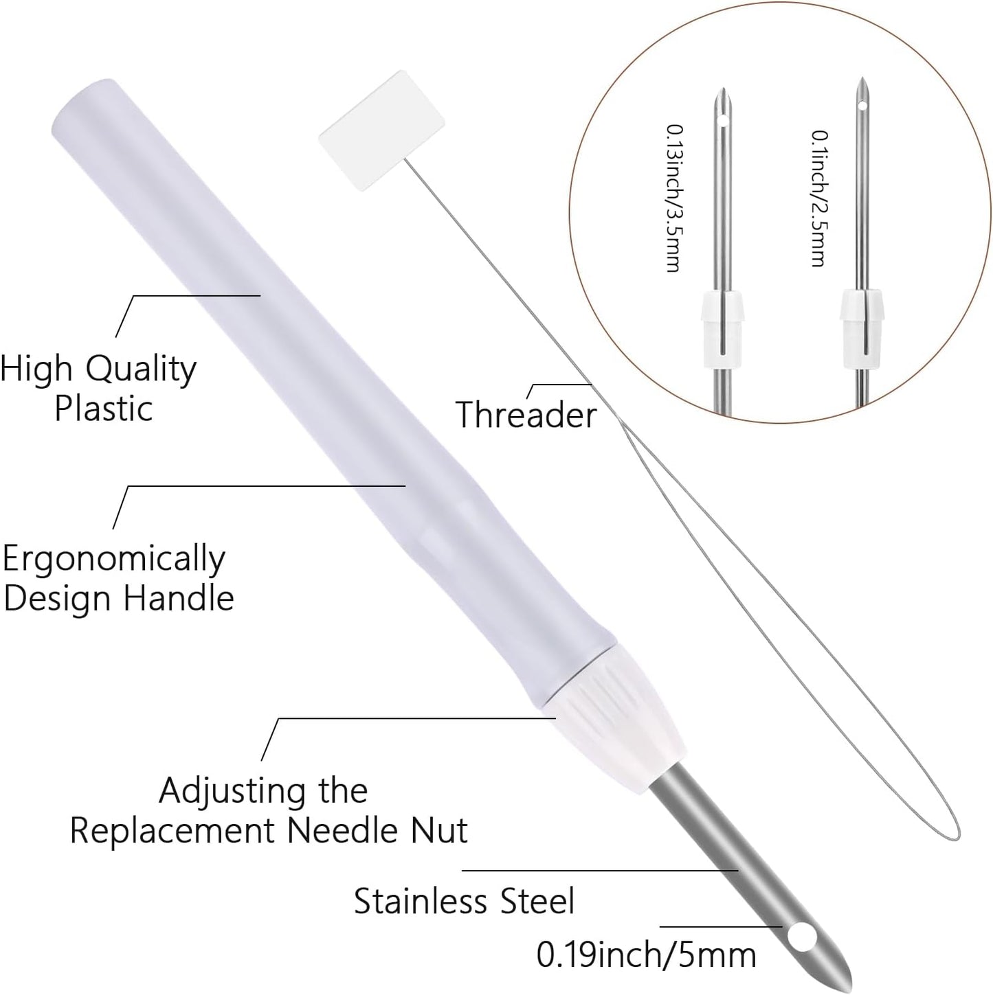Pllieay 23 Pieces Punch Needle Kit, 2 Type Punch Needle Tool for Adults Beginner, Rug Tufting Kit, Adjustable Needle Punch Tool, Wooden & Plastic Handle Embroidery Pen for Embroidery Floss Cross Stit