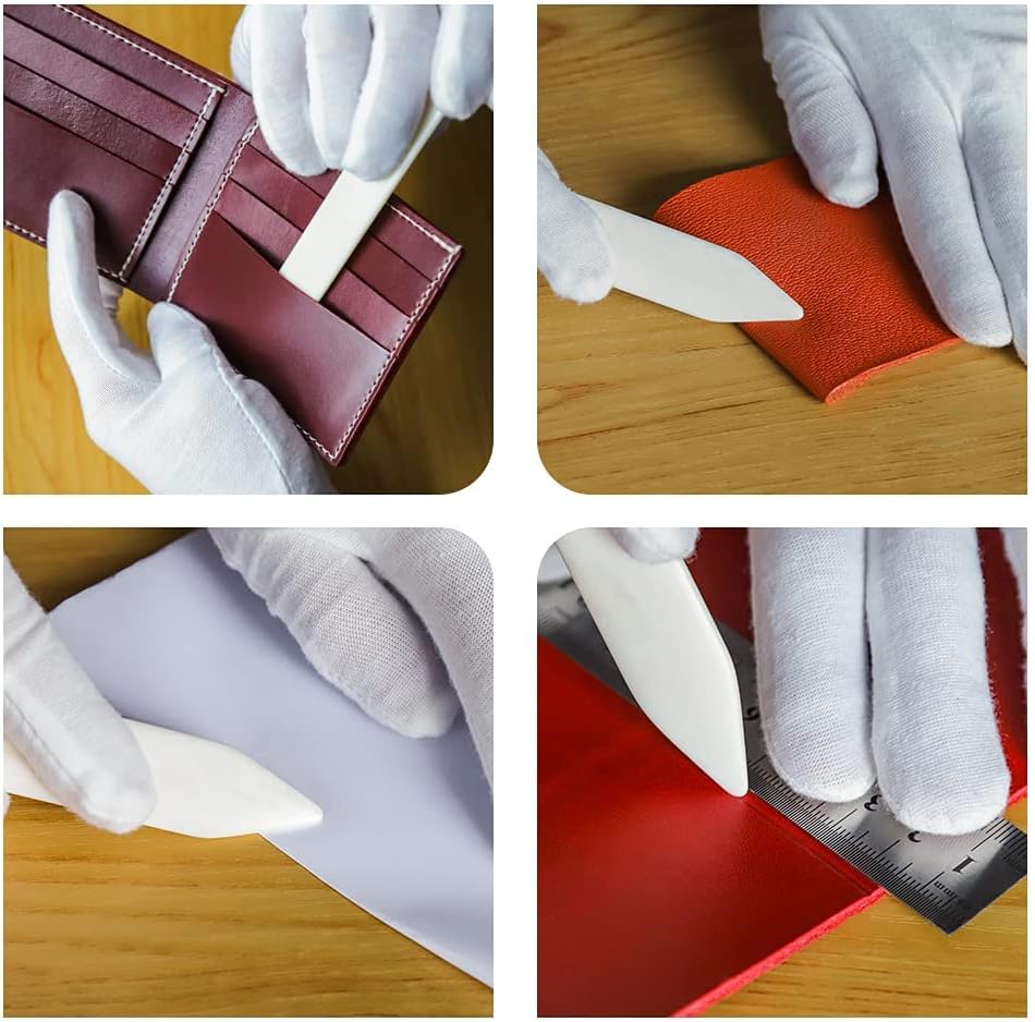 WUTA Bone Folder Genuine 2Pcs Cattle Bone Paper Creaser Scrapbooking Tool for DIY Handmade Burnishing Bookbinding Cards and Paper Crafts