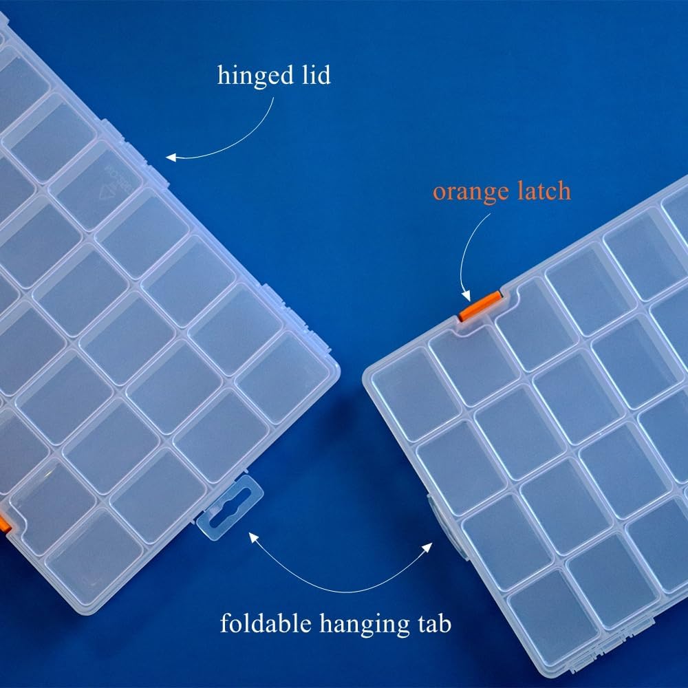 BangQiao 3 Pack 36 Grids Clear Plastic Storage Box with Dividers, Transparent Organizer Container Case for Small Parts, Bead, Button, Jewelry, Diamond, Craft Supplies,Sewing Kit, DIY Accessories