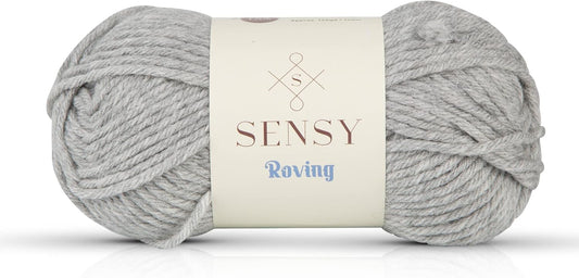 Sensy Roving Yarn, 3.5 oz, 132 Yards, Gauge 5 Bulky (Light Gray Heather)