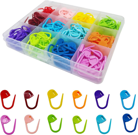 Urmspst 180PCS Stitch Markers, Knitting Crochet Locking Stitch Marker, Stitching Needle Clip Counter for Knitting Sewing Stitching, 12 Colors with Storage Case