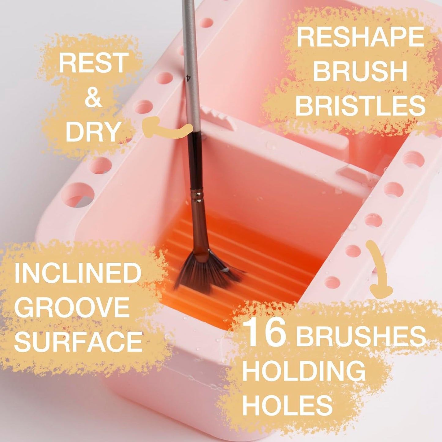 SEVENY Multifunctional Paint Brush Cleaner & Holder, Painting Accessories with handle for Acrylic, Watercolor, and Water-Based Paints(Pink)