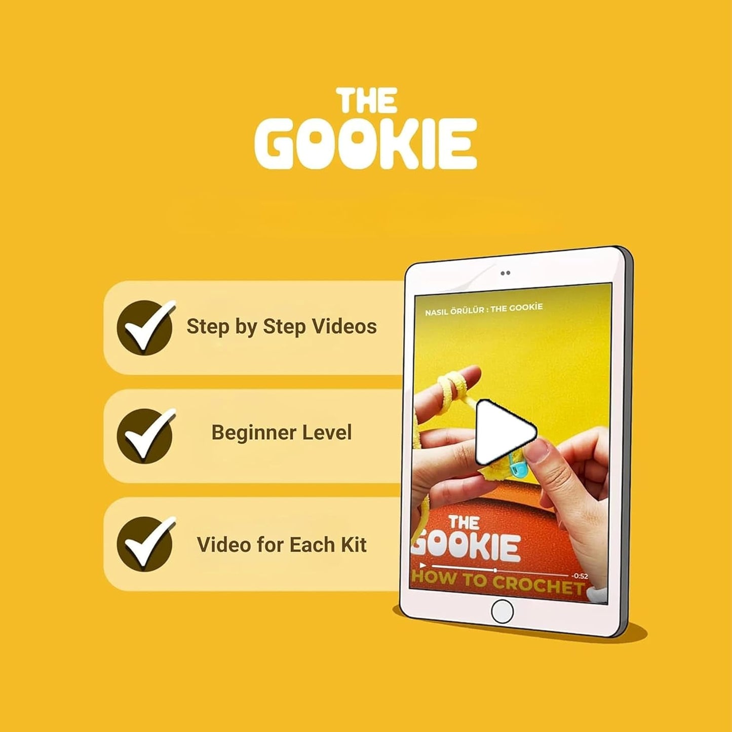 The Gookie Amigurumi Crochet Kit for Beginners – DIY Crochet Kit with Yarn, Hook, Eyes & Stuffing – Easy Starter Set with Video Tutorials – Cute Plush Toy Craft Gift for Kids, Teens & Adults (Avocado)