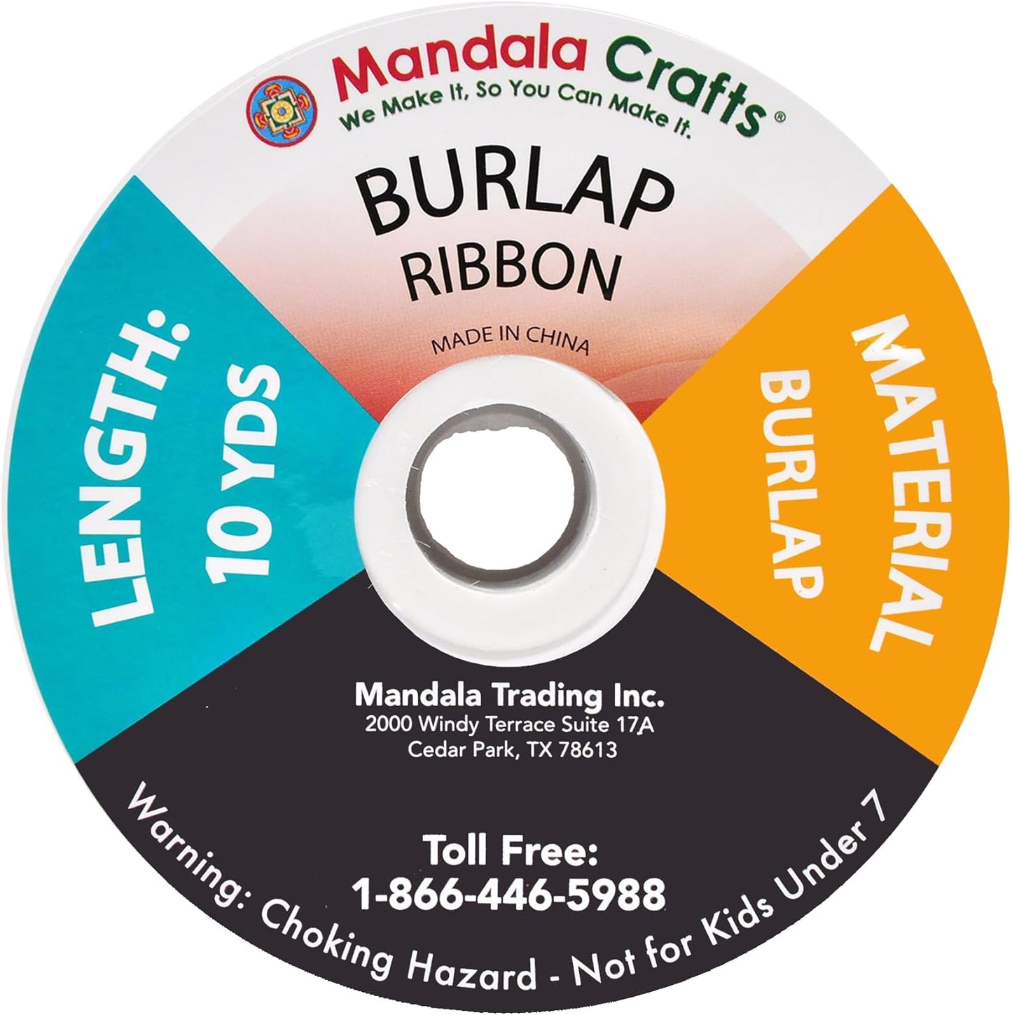 Mandala Crafts Natural Burlap Ribbon 1 Inch Wide Jute Ribbons for Crafts - 20 Yds Roll Rustic Burlap Wrap Trim Ribbons for Wreaths Bows Wedding Party Decoration