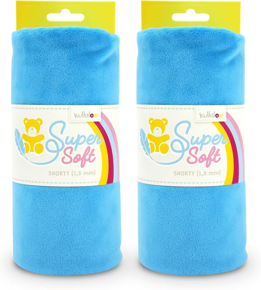 kullaloo Plush Fabric | Solid Blue Minky Fabric for Sewing (Pack of 2) | Super Soft Cuddle Material | 39.5x29.5 | Plushies, Baby Blankets, Pillows, Dog Beds, Cat Beds, Baby Accessories, Apparel