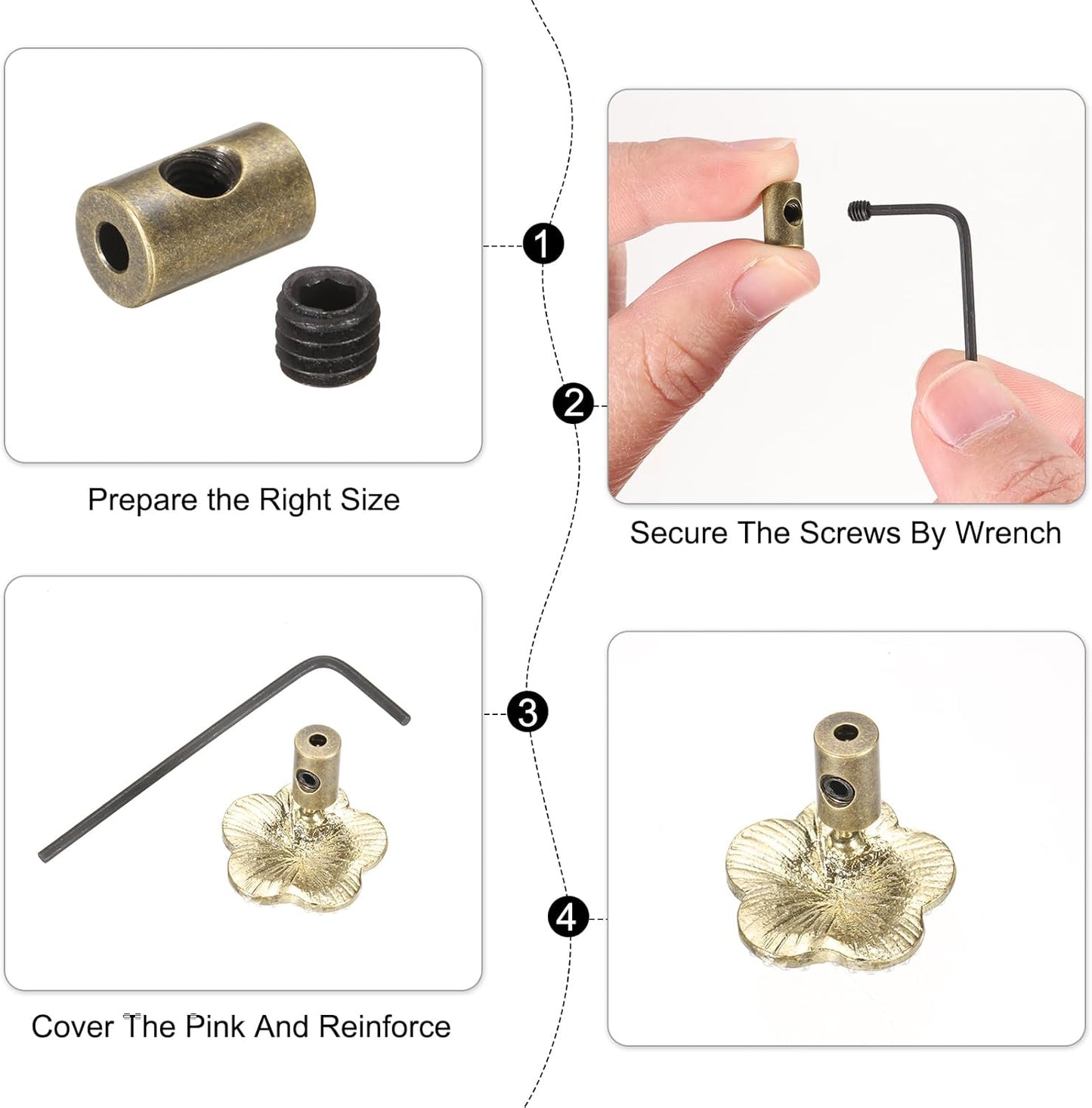 MECCANIXITY 70 Pcs Metal Locking Pin Backs, Locking Pin Keepers Locking Clasp 5mm(H) with 4 Wrench Replacement in Storage Case for Badge, Brooch, Black, Gold Tone