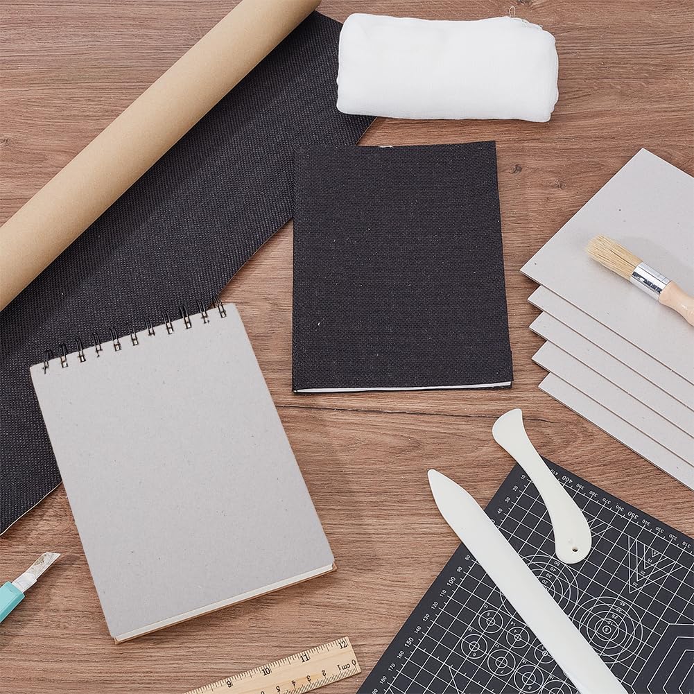 AHANDMAKER Book Binding Kits Include 20Pcs 6"x9" Chipboards Black 19.5"x58.3" Book Cloth 2 Bone Folder 1pc 78"x45" Cloth for DIY Bookbinding Crafts and Sewing Supplies