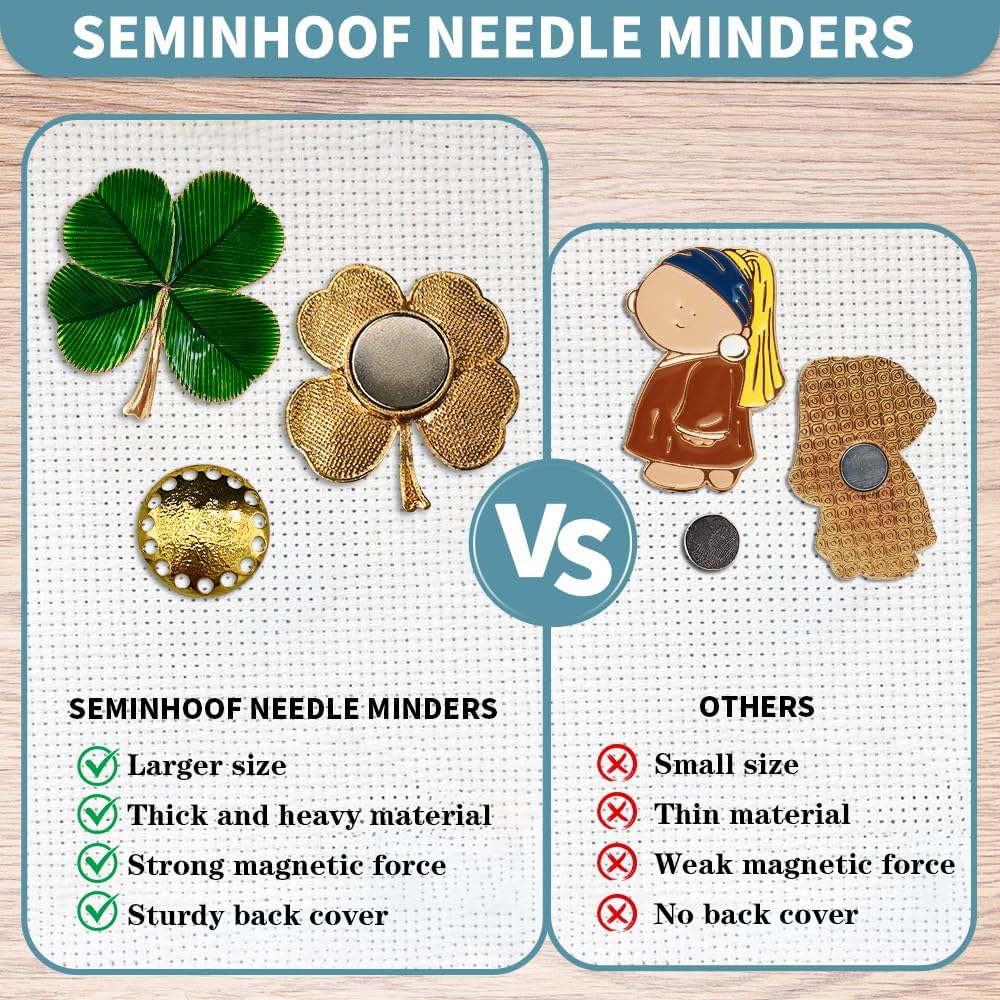 Magnetic Needle Minder Magnet Embroidery Accessories and Supplies Embroidery Needle Holder Cross Stitch Holder Needlework Supplies (Cardinal) (FourLeaf)