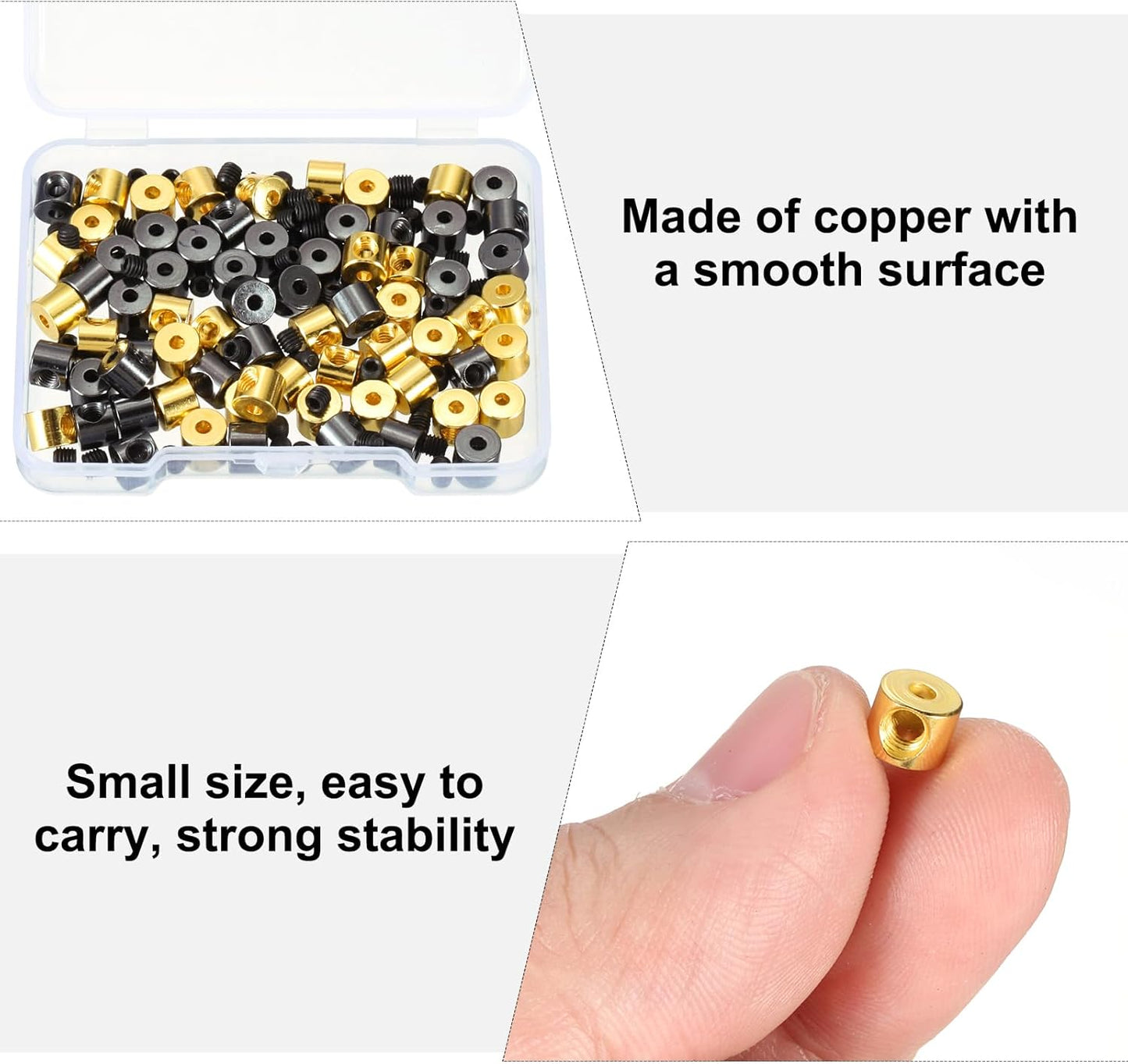 MECCANIXITY 70 Pcs Metal Locking Pin Backs, Locking Pin Keepers Locking Clasp 5mm(H) with 4 Wrench Replacement in Storage Case for Badge, Brooch, Black, Gold Tone