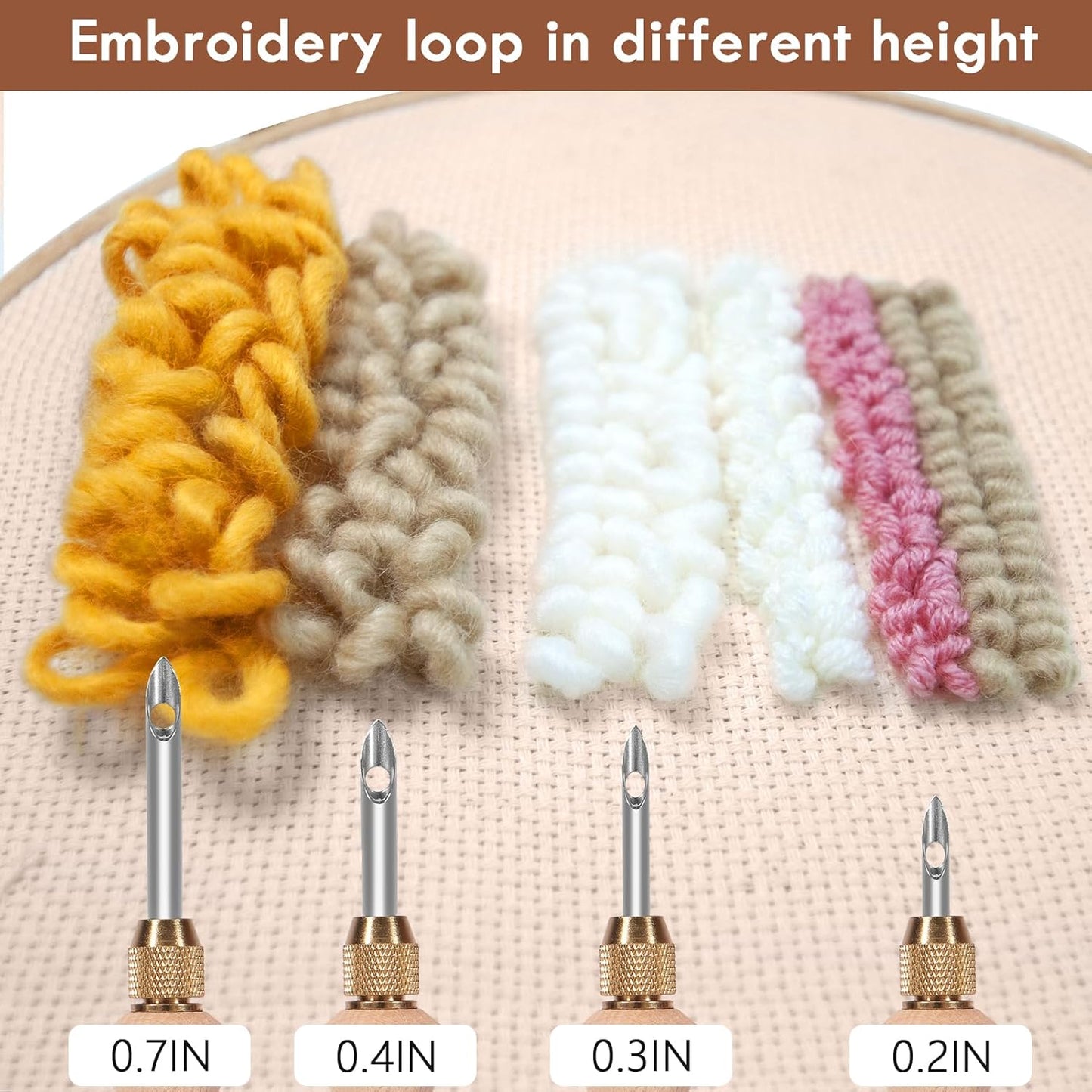 Pllieay 23 Pieces Punch Needle Kit, 2 Type Punch Needle Tool for Adults Beginner, Rug Tufting Kit, Adjustable Needle Punch Tool, Wooden & Plastic Handle Embroidery Pen for Embroidery Floss Cross Stit