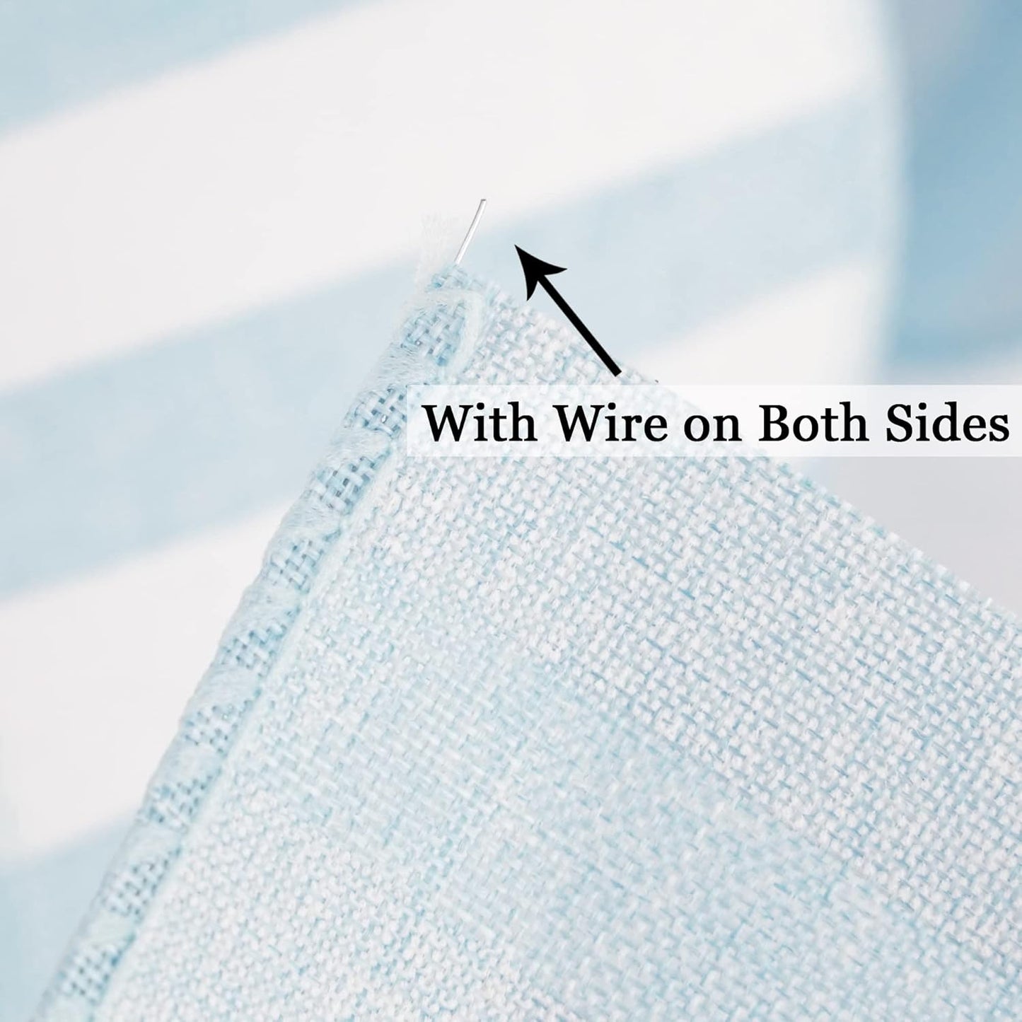 MEEDEE Blue White Stripe Ribbon 2.5 Inch Light Blue Wired Ribbon for Baby Boy Wreath, Baby Shower Elephant Wreath Diaper Cake Supplies, 10 Yards