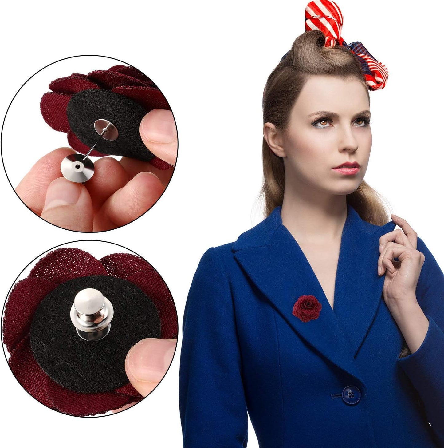 E-lishine 50 Pcs Metal Pin Backs Locking Pin Keepers No Tool Required，Locking Clasp with Storage Case