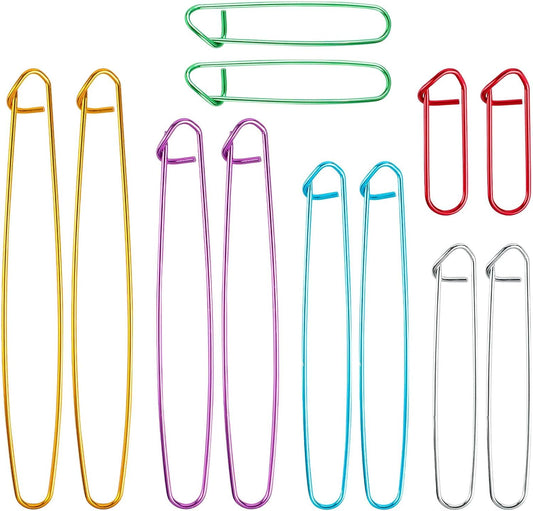 12 PCS Knitting Stitch Holder 6 Size Aluminum Yarn Stitch Holders Stitch Markers for Crocheting Practical Knitting Crochet Tools for Knitting Notions or Crochet