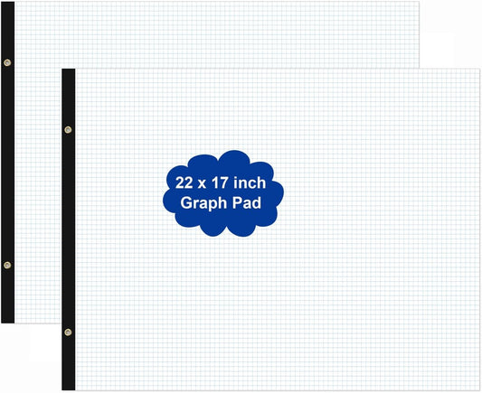 (2-Pack) Large Engineering Graph Paper - 22" x 17" Grid Paper, 100 Sheets/200 Pages, 4"x4" Grid Pad, Giant Drafting Pad Sketching Graph Paper for Engineer Architect Designer Mathematician Draftsman