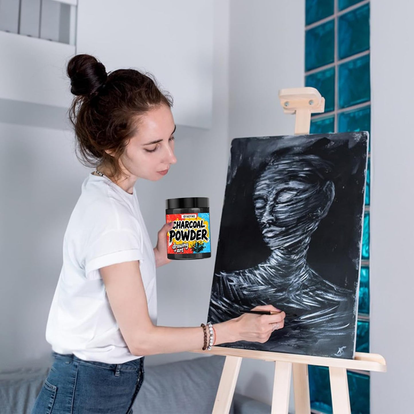 Charcoal Powder for Drawing - Premium Fine Art Charcoal for Sketching, Shading & Blending - Artist Grade for Pencils, Canvas, Paper - Beginners & Professionals (4 Ounces)