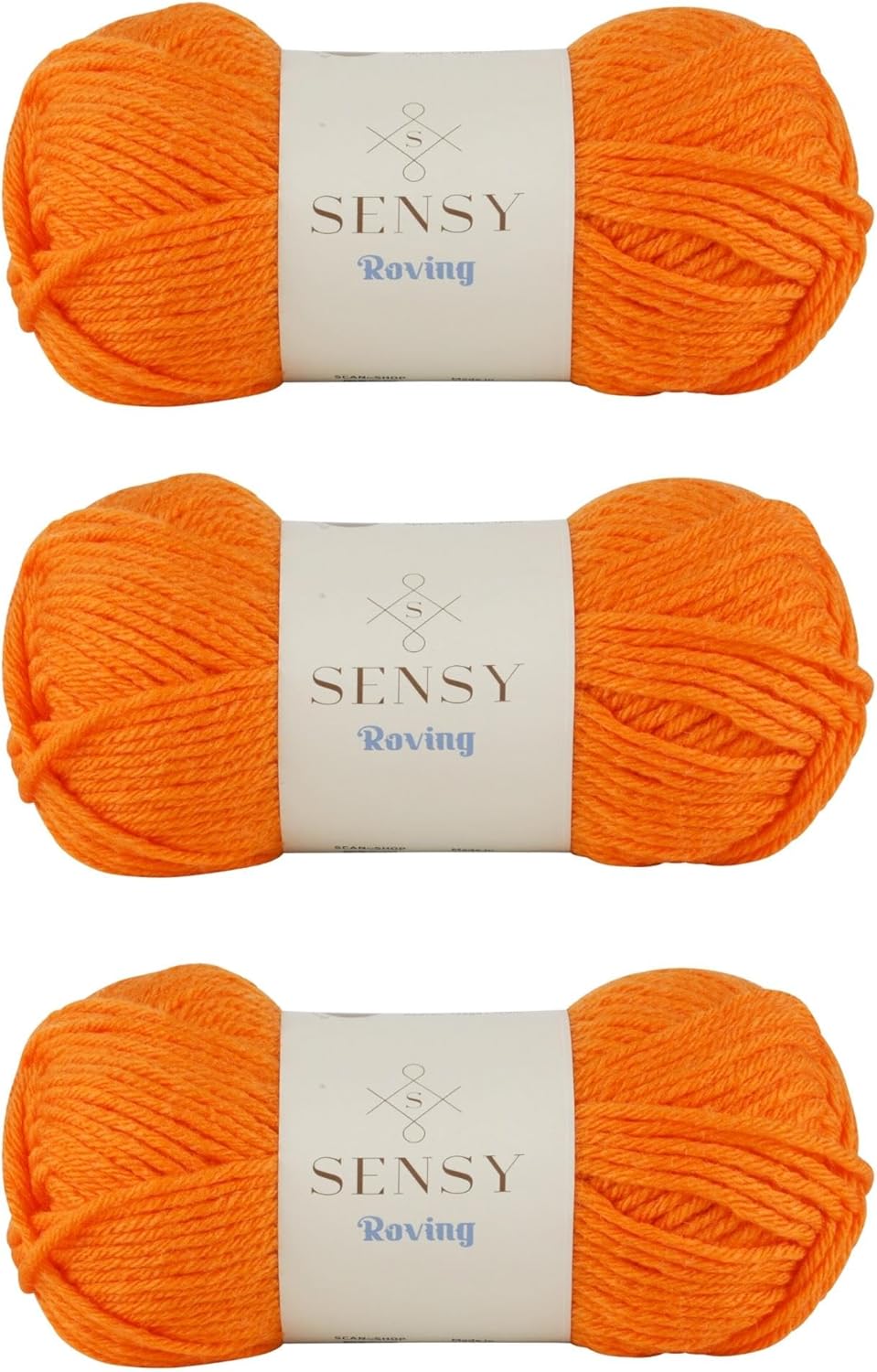 3 Skeins of Sensy Roving Yarn, 3.5 oz, 132 Yards, Gauge 5 Bulky (Pumpkin)