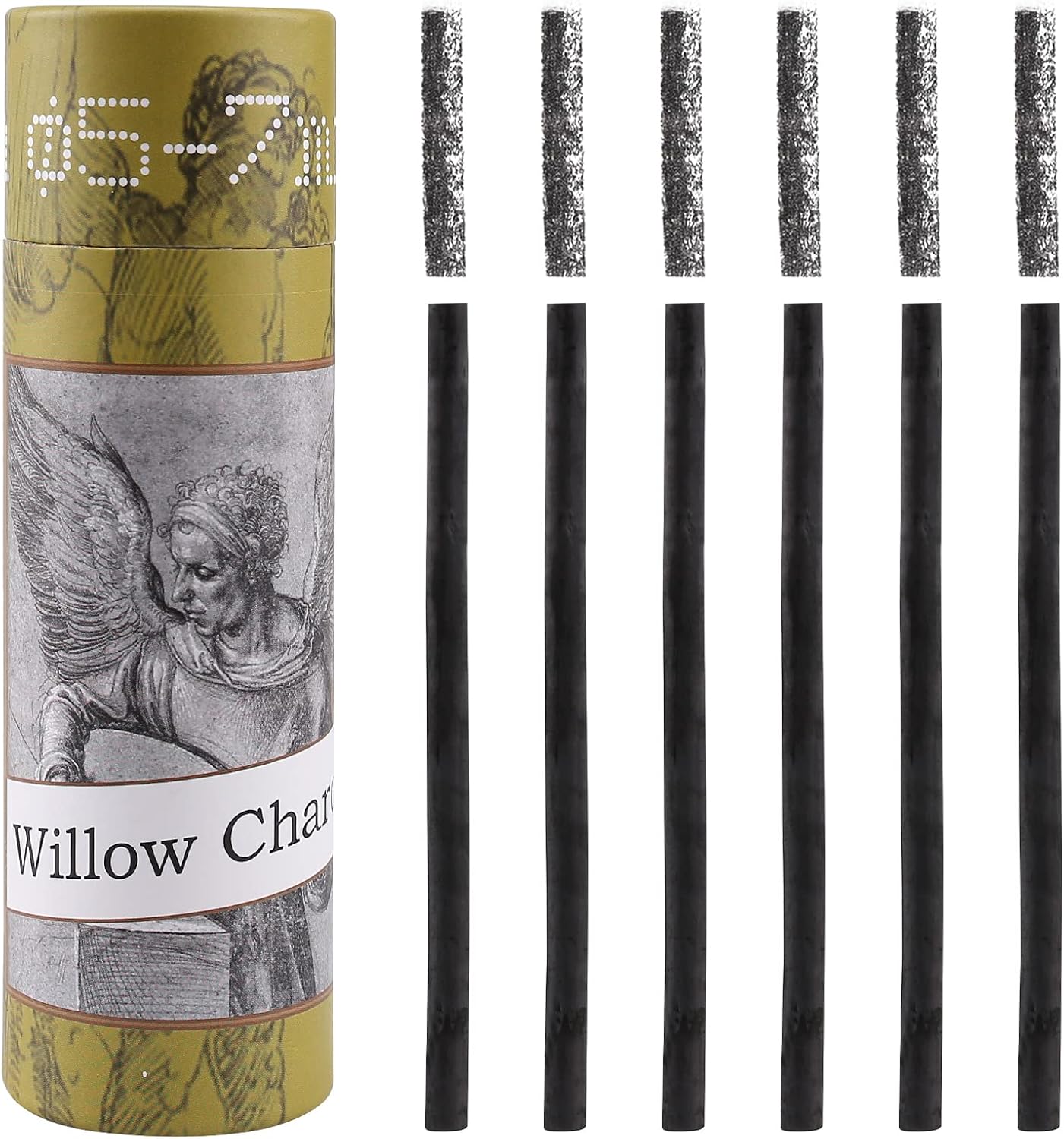 LOONENG Willow Charcoal Sticks, Natural Willow Charcoal for Artists, Beginners or Kids of All Skill Levels, Great for Sketching, Drawing and Shading, Approx 5-7mm in Diameter, Pack of 25