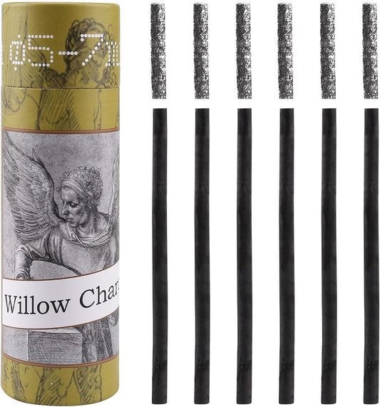 LOONENG Willow Charcoal Sticks, Natural Willow Charcoal for Artists, Beginners or Kids of All Skill Levels, Great for Sketching, Drawing and Shading, Approx 5-7mm in Diameter, Pack of 25