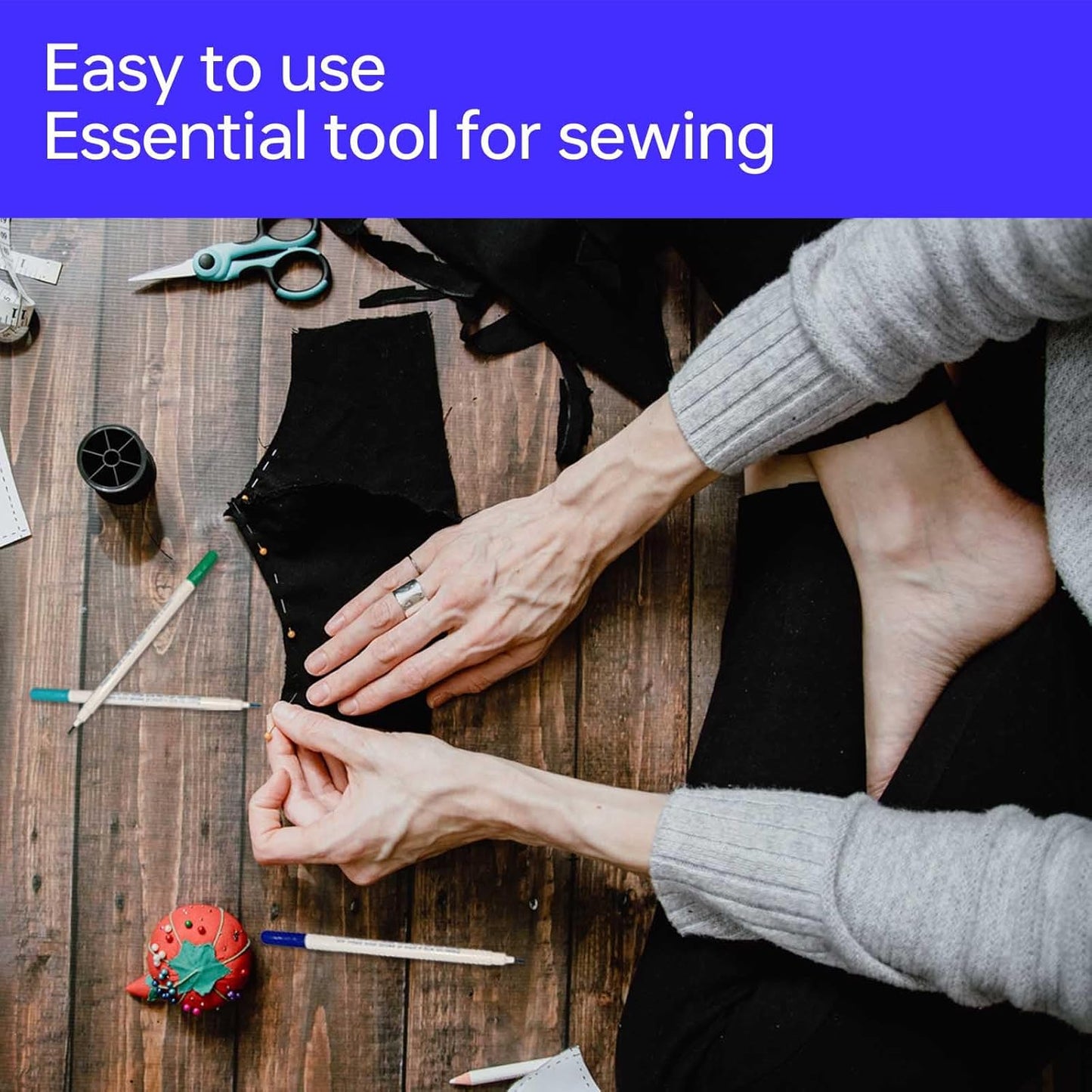 12 pcs Water-Erasable Fabric Pen Set - 6 Colors for Sewing, Embroidery & DIY Tracing