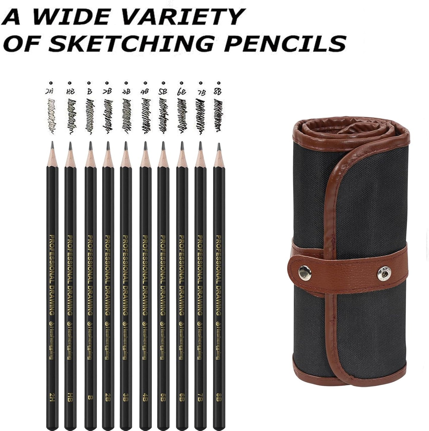 Sketching Pencil Set, Drawing Pen Charcoal Sketch Included Graphite Pencils, Charcoal Pencils, Paper Erasable Pen, 30pcs Total for Beginners Artist (First Sketch Pencil)