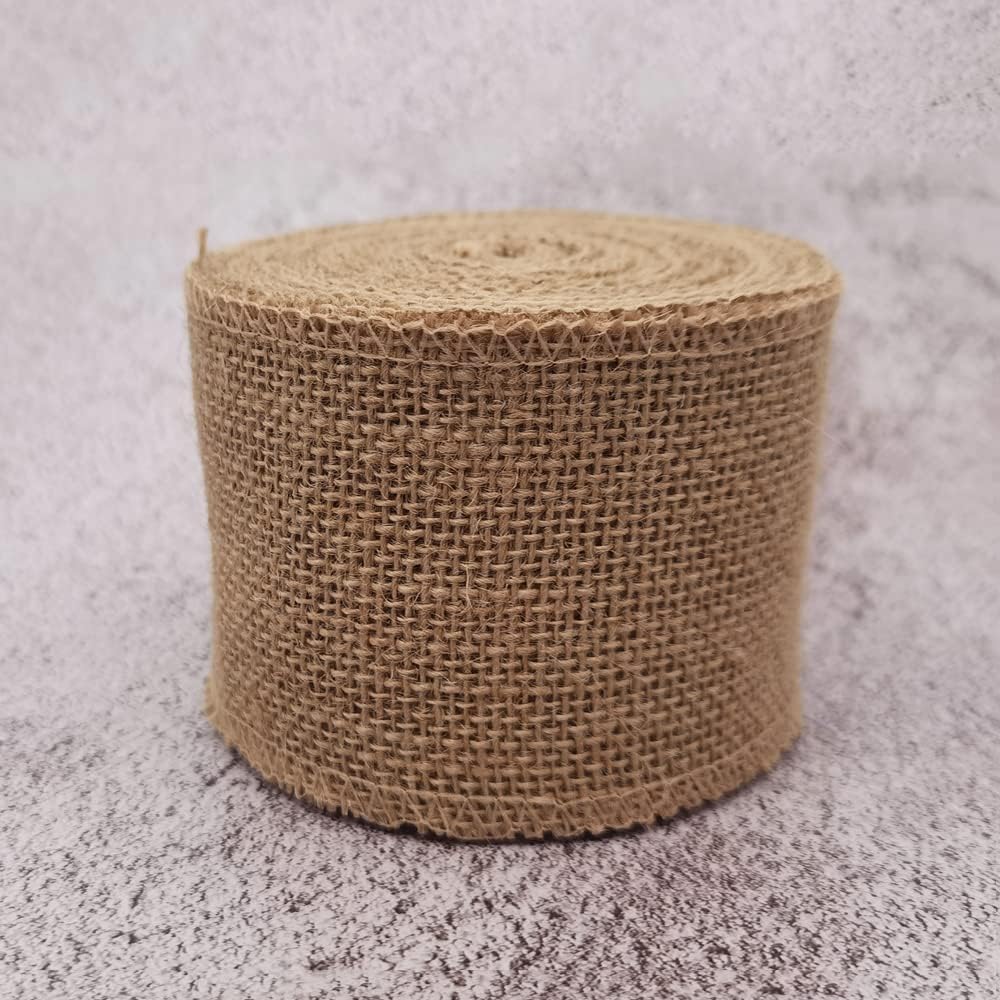 INSPIRELLE 3" Natural Burlap Fabric Roll 10 Yards Jute Ribbon for Gift Wrapping Craft Projects Wedding Decoration Home Decoration 8CM