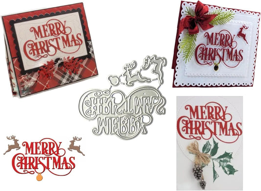 Metal Cutting Dies DIY Merry Christams Embossing Stencil Template Scrapbooking Card Making Mold Photo Album Arts Crafts Tools (Merrry Christmas-6.6x6.3cm)