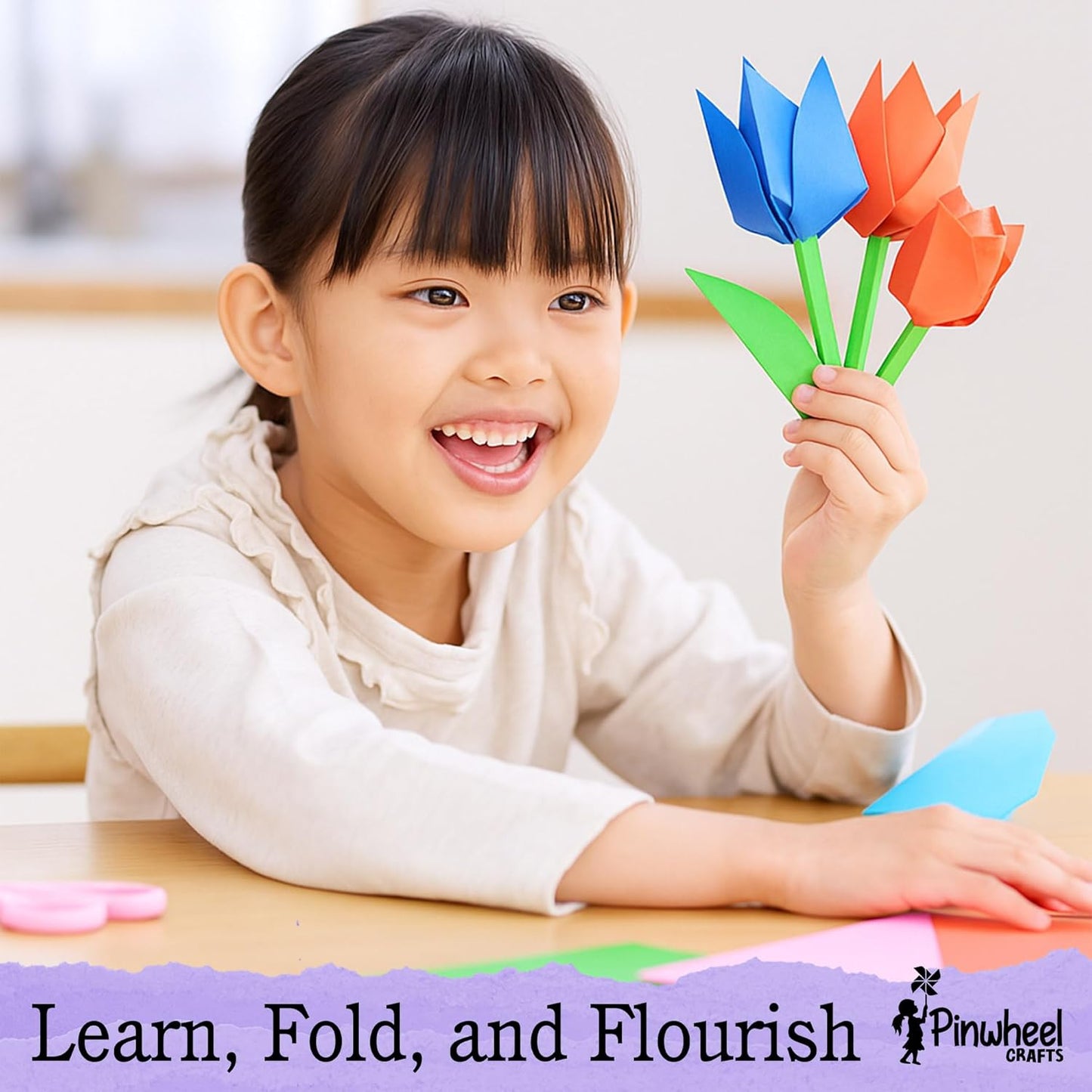 Pinwheel Crafts Origami Papers Kit - Multicolor Flower Origami Kit for Kids,Teens and Adults Ages 6 7 8 9 10 11 12+, Arts and Paper Crafts for Kids 550 Pcs - Fun Foldable Gift