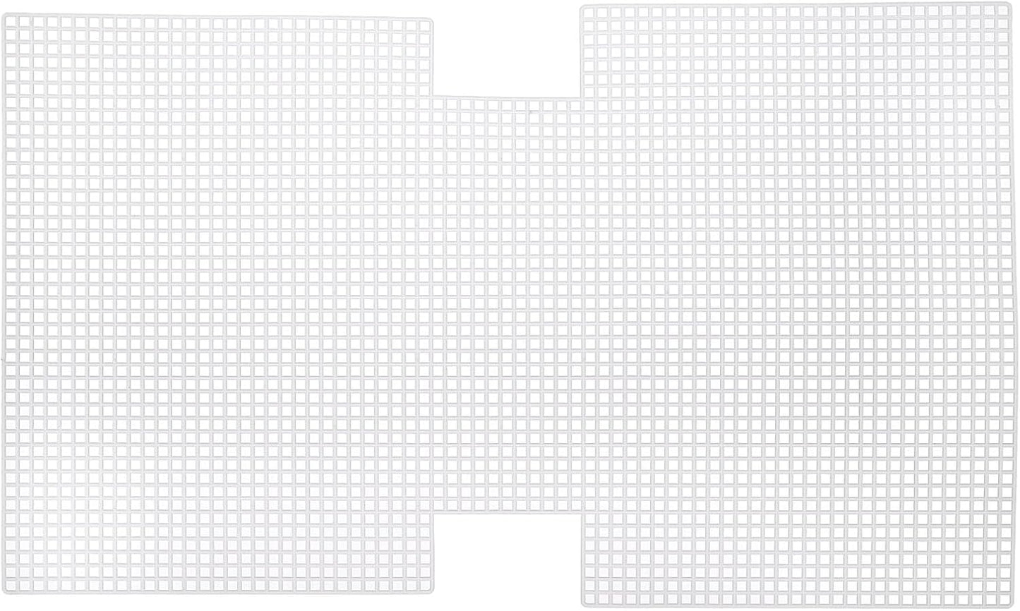 MECCANIXITY 2Pcs Plastic Mesh Canvas Sheet 4 Count 43.2 cm/ 17" for Crochet Bag Making Handbag Blank Canvas for Embroidery Needlepoint, Bag, Knit Crochet Mesh, White