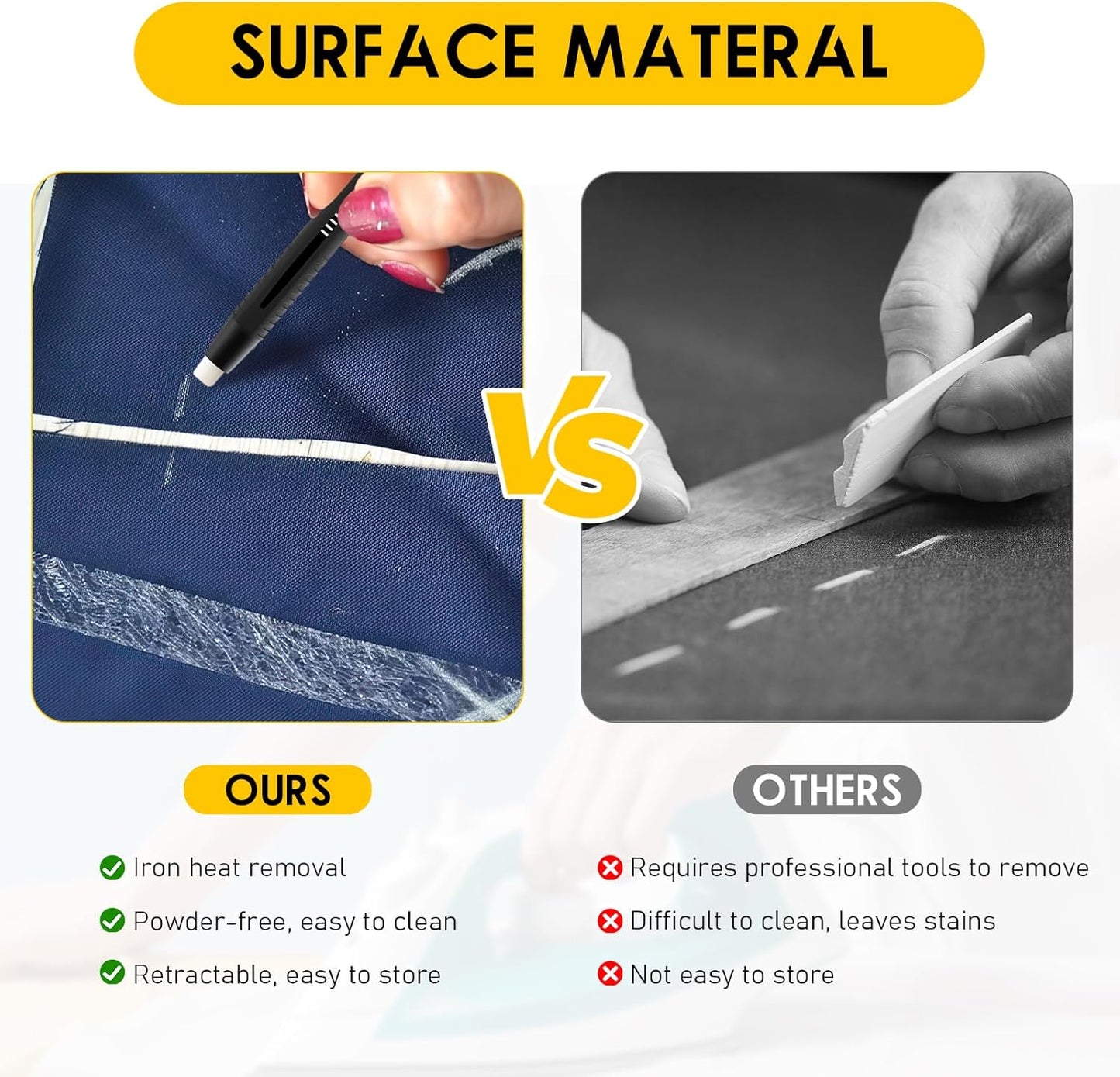 Heat Erasable Fabric Marker For Sewing,Heat Erasable Pens for Fabric,Erasable Replaceable Refill Marker Pen, Sewing Chalk,for DIY Embroidery & Crafts (1 Pen + 20 Refills)