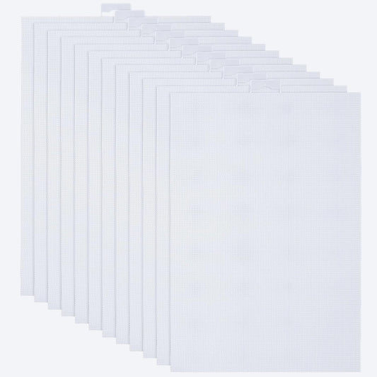 12PCS 14 Count Plastic Mesh Canvas Sheets, 14 CT Perforated Plastic Stitching Canvas Cross Stitch PlasticMesh Canvass for Embroidery, Crafts DIY Crochet Projects, 8.2 X 11 Inch, White