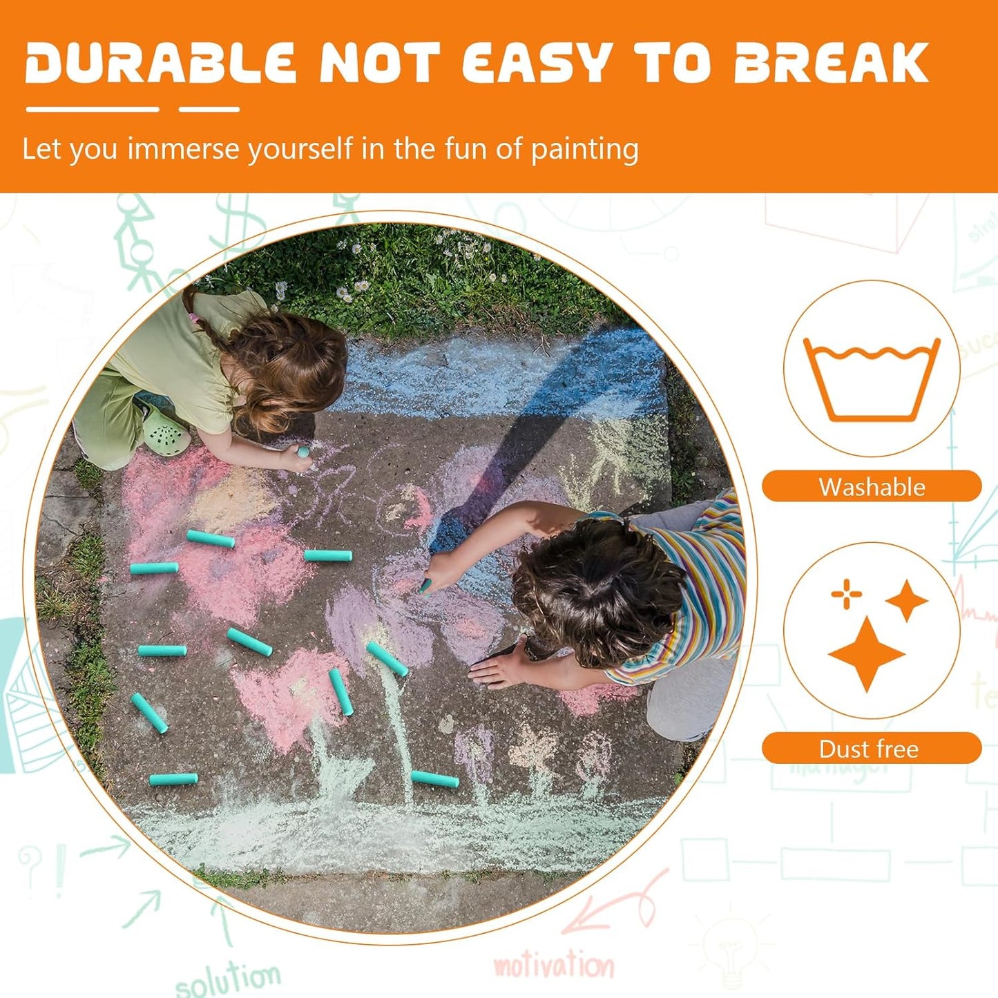 25 Pcs Sidewalk Chalks for Kids Non Toxic Jumbo Chalk for Party Gift Outdoor Art Classroom Play Painting (Green)