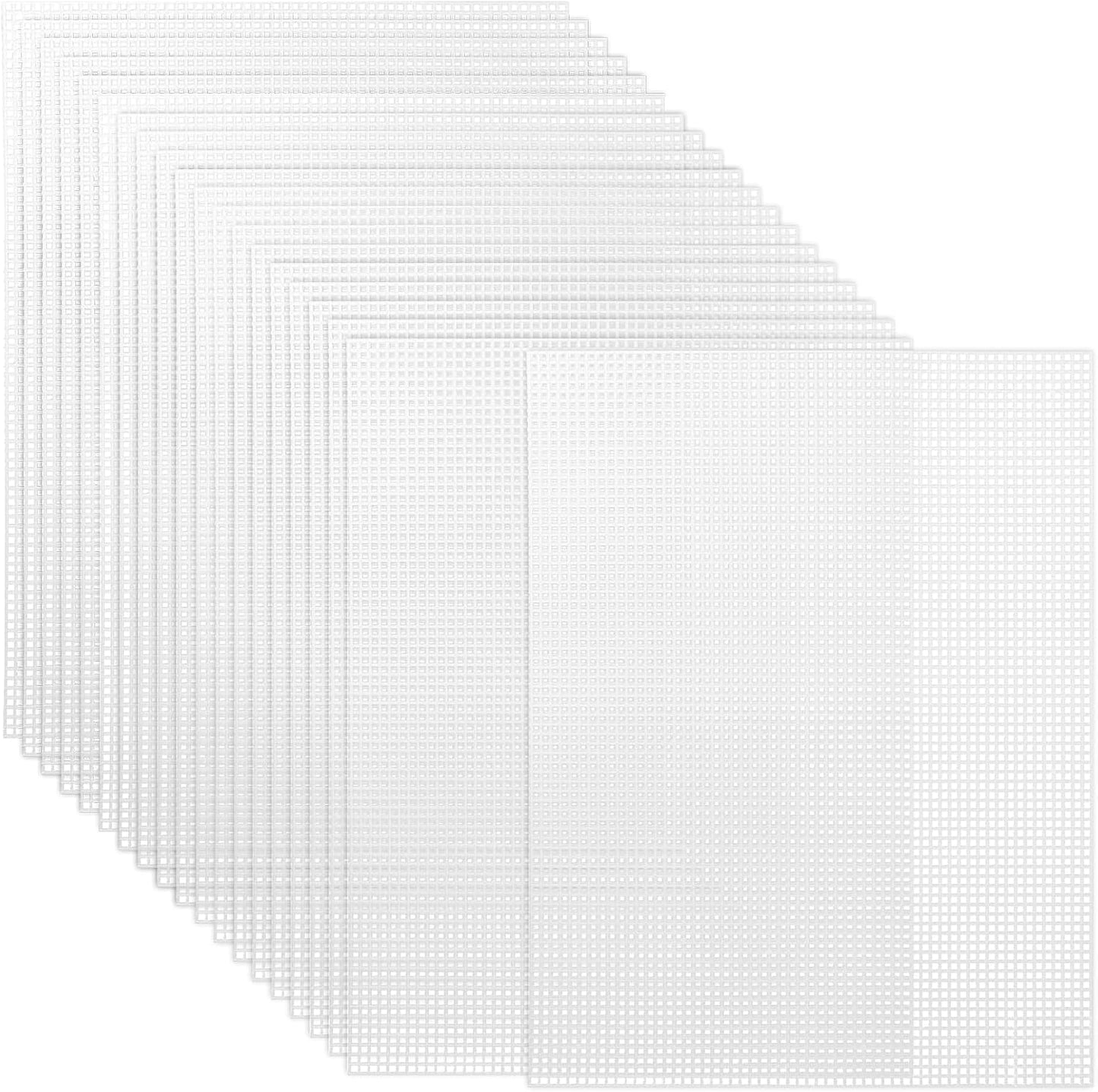 Pllieay 20 Pieces 7 Count Plastic Canvas Plastic Mesh Canvas Sheets, Eye Mesh for Embroidery, Acrylic Yarn Crafting, Knit and Crochet Projects(10.5 X 13.5 Inch)