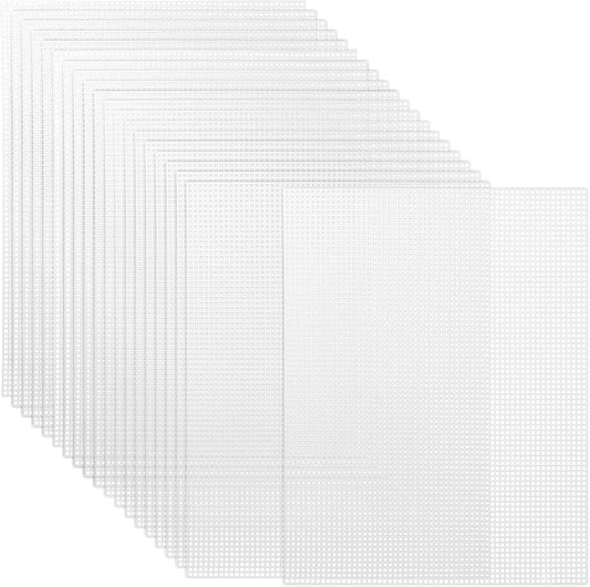 Pllieay 20 Pieces 7 Count Plastic Canvas Plastic Mesh Canvas Sheets, Eye Mesh for Embroidery, Acrylic Yarn Crafting, Knit and Crochet Projects(10.5 X 13.5 Inch)