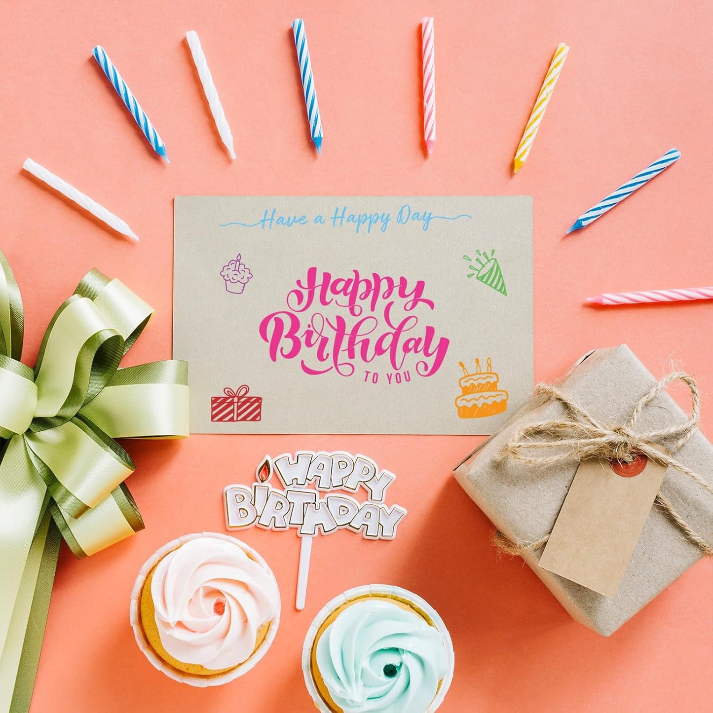 Whaline 4 Sheets Sentiment Words Clear Stamps Greeting Words Happy Birthday Silicone Transparent Stamps for DIY Craft Card Making Scrapbooking Embossing Album Decor