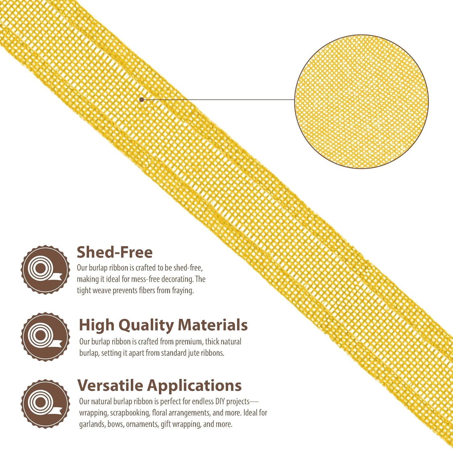 Mandala Crafts Yellow Burlap Wired Ribbon 1 Inches Wide Jute Ribbons for Crafts - 10 Yds Roll Rustic Burlap Wrap Trim Ribbons for Wreaths Bows Party Decoration