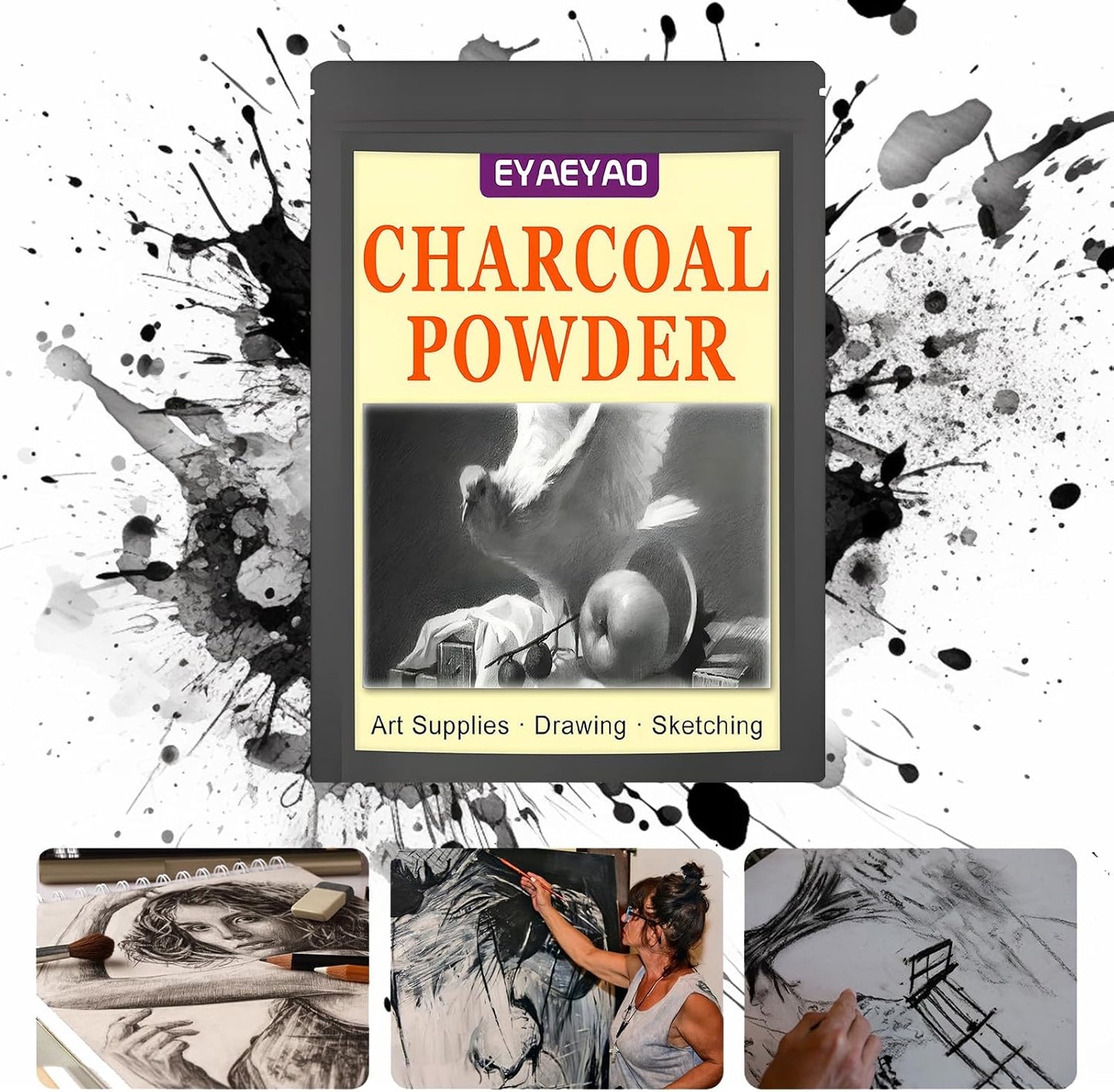 Premium Charcoal Powder for Drawing & Sketching - 2 lbs Fine Art Charcoal, Ideal for Shading, Blending - Professional & Beginner Artist Supplies (2 Pounds)