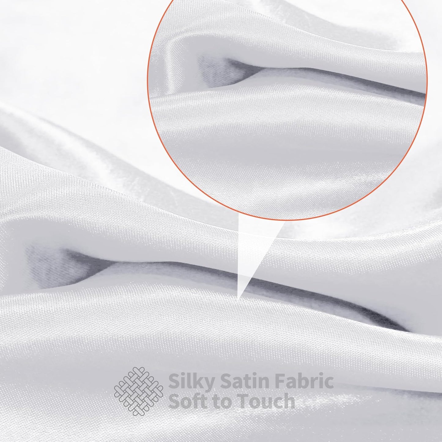 RUDONG M White Satin Fabric by The Yard, 3 Yard x 60 Inch Wide Silky Charmeuse Satin Fabric, Soft Satin Fabric for Wedding Decorations, Bridal Dress, Sewing, Accessories, DIY Crafts