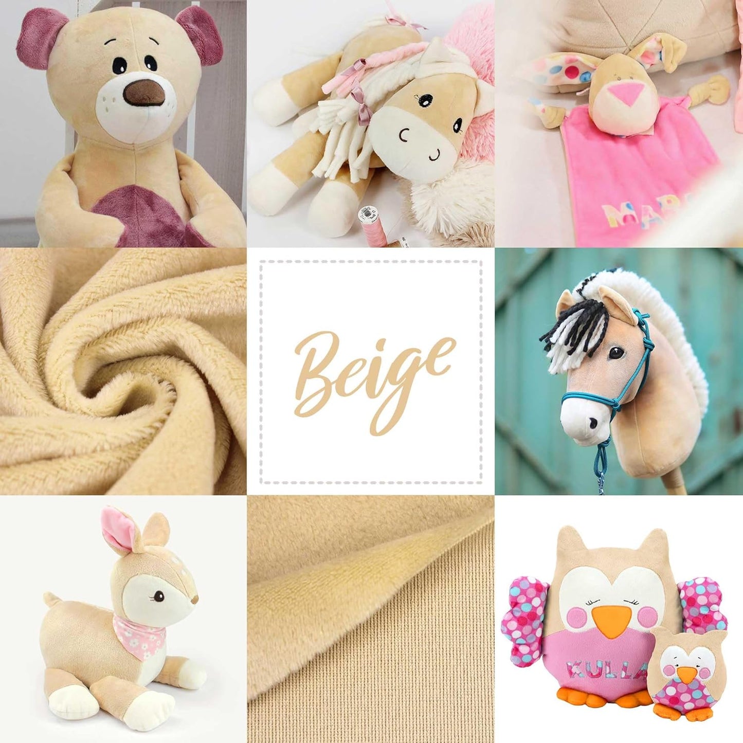 kullaloo Plush Fabric | Solid Beige Minky Fabric for Sewing | Super Soft Cuddle Material | 39.5x29.5 | Plushies, Baby Blankets, Pillows, Dog Beds, Cat Beds, Beanies, Baby Accessories, Apparel & More
