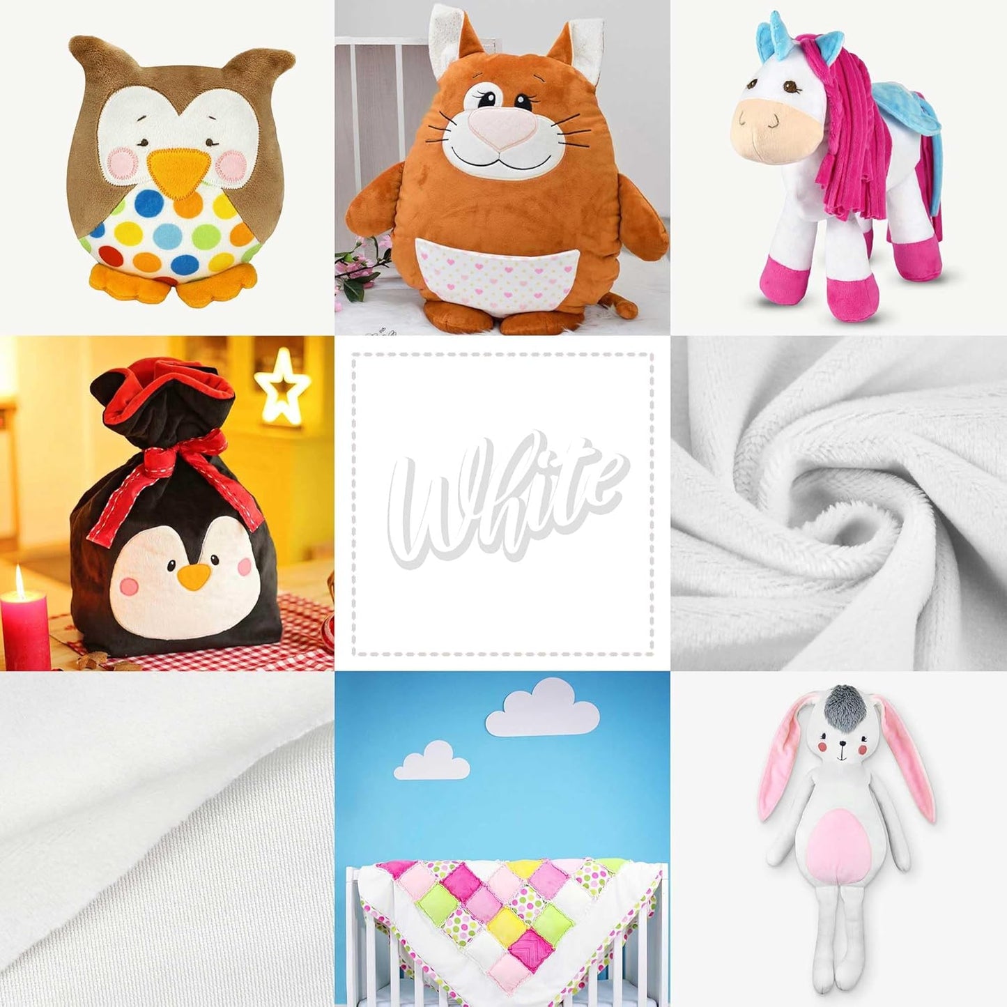 kullaloo Plush Fabric | Solid White Minky Fabric for Sewing (Pack of 2) | Super Soft Cuddle Material | 39.5x29.5 | Plushies, Baby Blankets, Pillows, Dog Beds, Cat Beds, Baby Accessories, Apparel