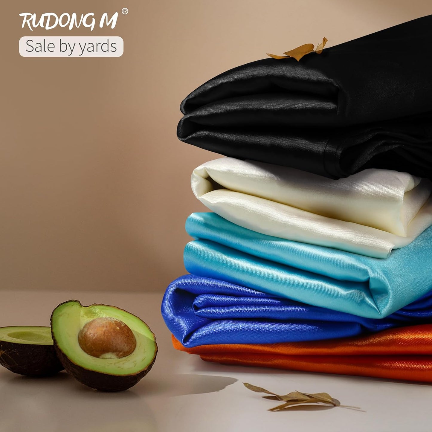 RUDONG M Black Satin Fabric by The Yard, 1 Yard x 60 Inch Wide Silky Charmeuse Satin Fabric, Soft Satin Fabric for Wedding Decorations, Bridal Dress, Sewing, Accessories, DIY Crafts